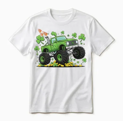 Lucky Monster Truck Shenanigans for Boys St Patricks Day Unisex T-Shirt - White
