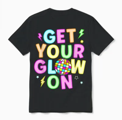 Get Your Glowing on in My Glowing Era Team Party Matching Unisex T-Shirt - Black