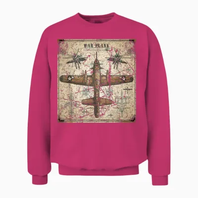 Retro War Plane Ww2 Shirt Blueprint World War 2 Unisex Sweatshirt - Heliconia