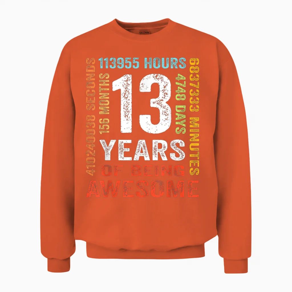 Geburtstag 13 Geschenke Shirt 13 Jahre Jungen Mädchen Unisex Sweatshirt in Orange