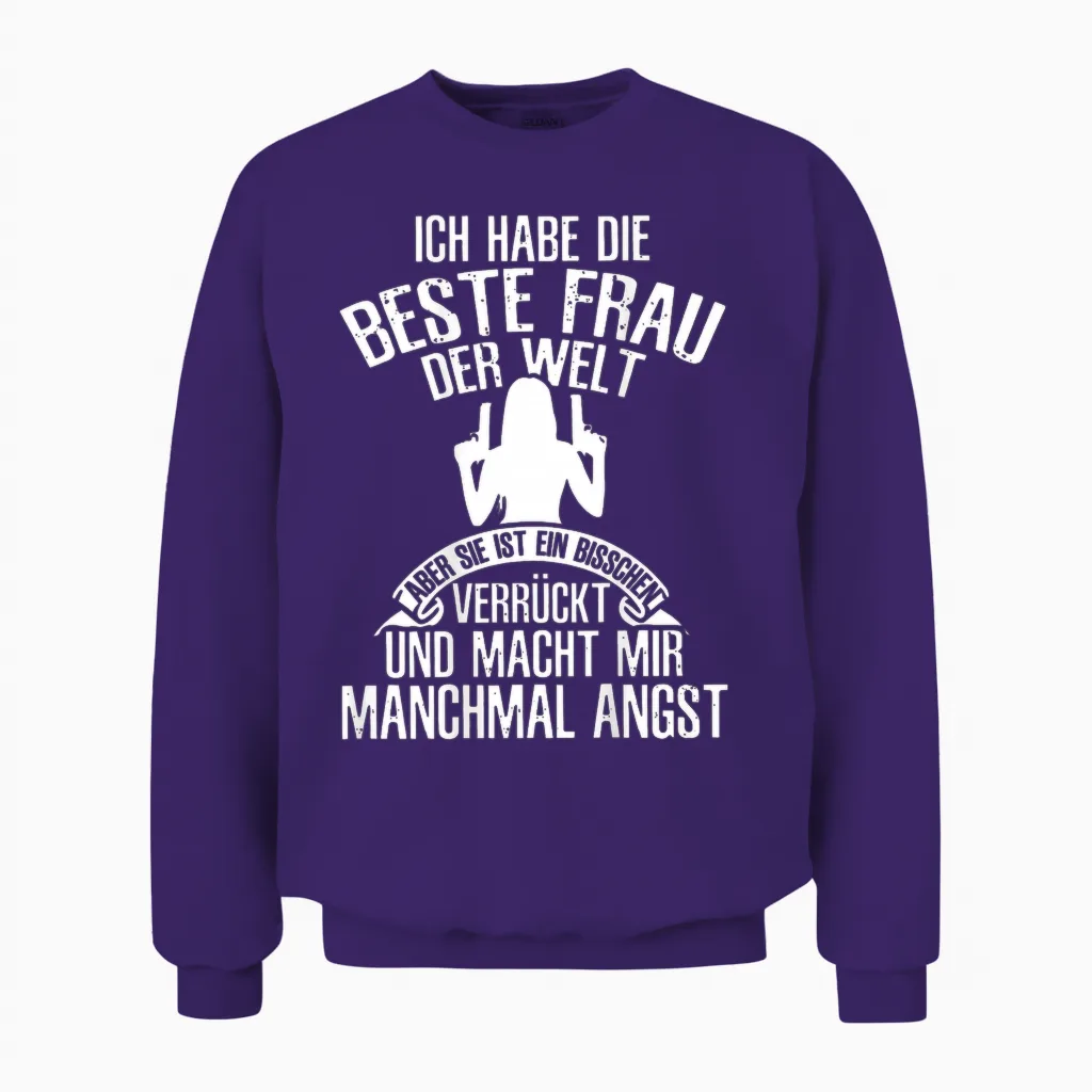 Ich Habe Die Beste Frau Der Welt Ehemann Spruch (on Back) Unisex Sweatshirt in Purple