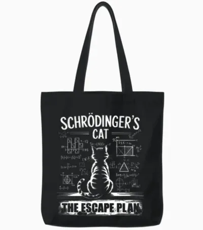 Schrödinger's Cat Funny Escape Science Plan Design Manche Longue Tote Bags - Black