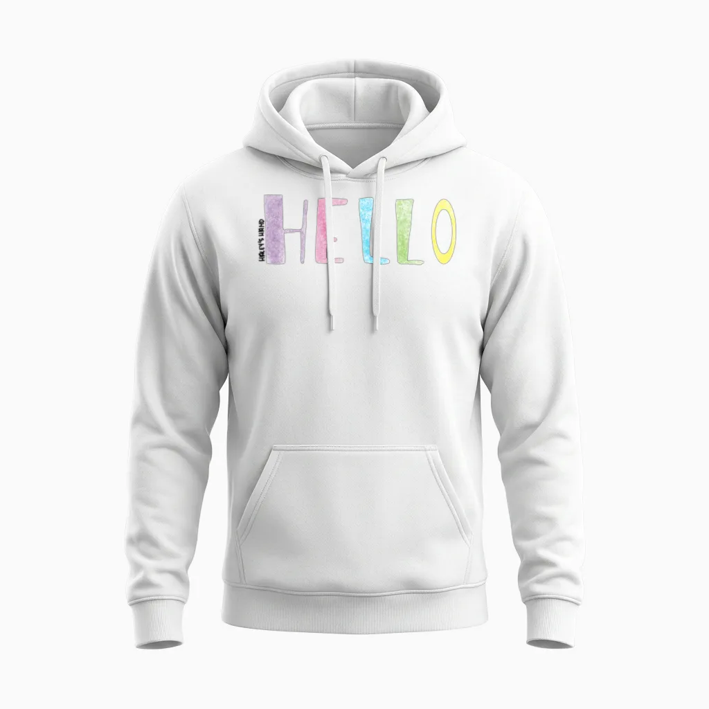 Hello Green Retro Unisex Hoodie - White