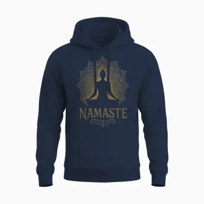 Namaste - Yoga Meditation Peace Buddha Namaste Unisex Hoodie - Navy
