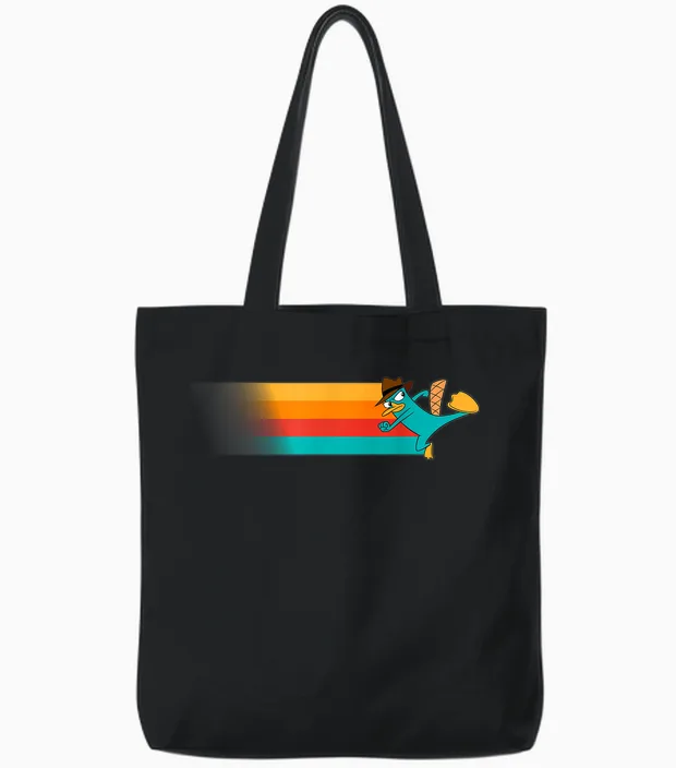 Disney Channel Phineas and Ferb Perry the Platypus T-Shirt Small Tote Bags in Black