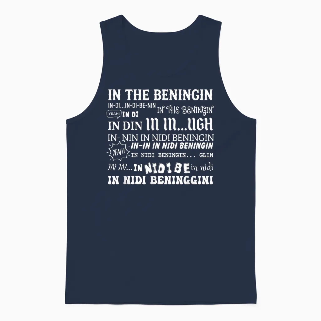 In the Beninging Meme Funny Quote Unisex Tank Top in Navy