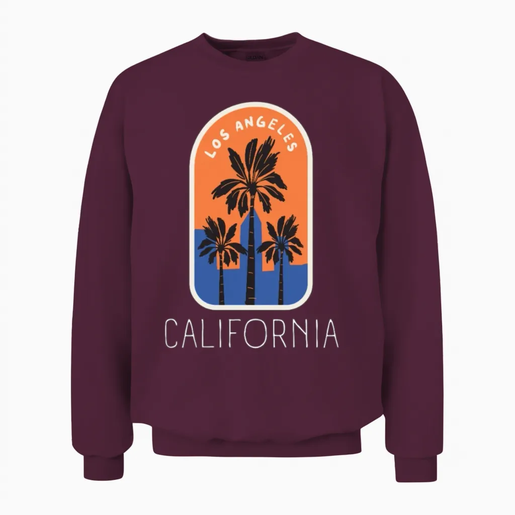 Retro Los Angeles California Unisex Sweatshirt - Maroon