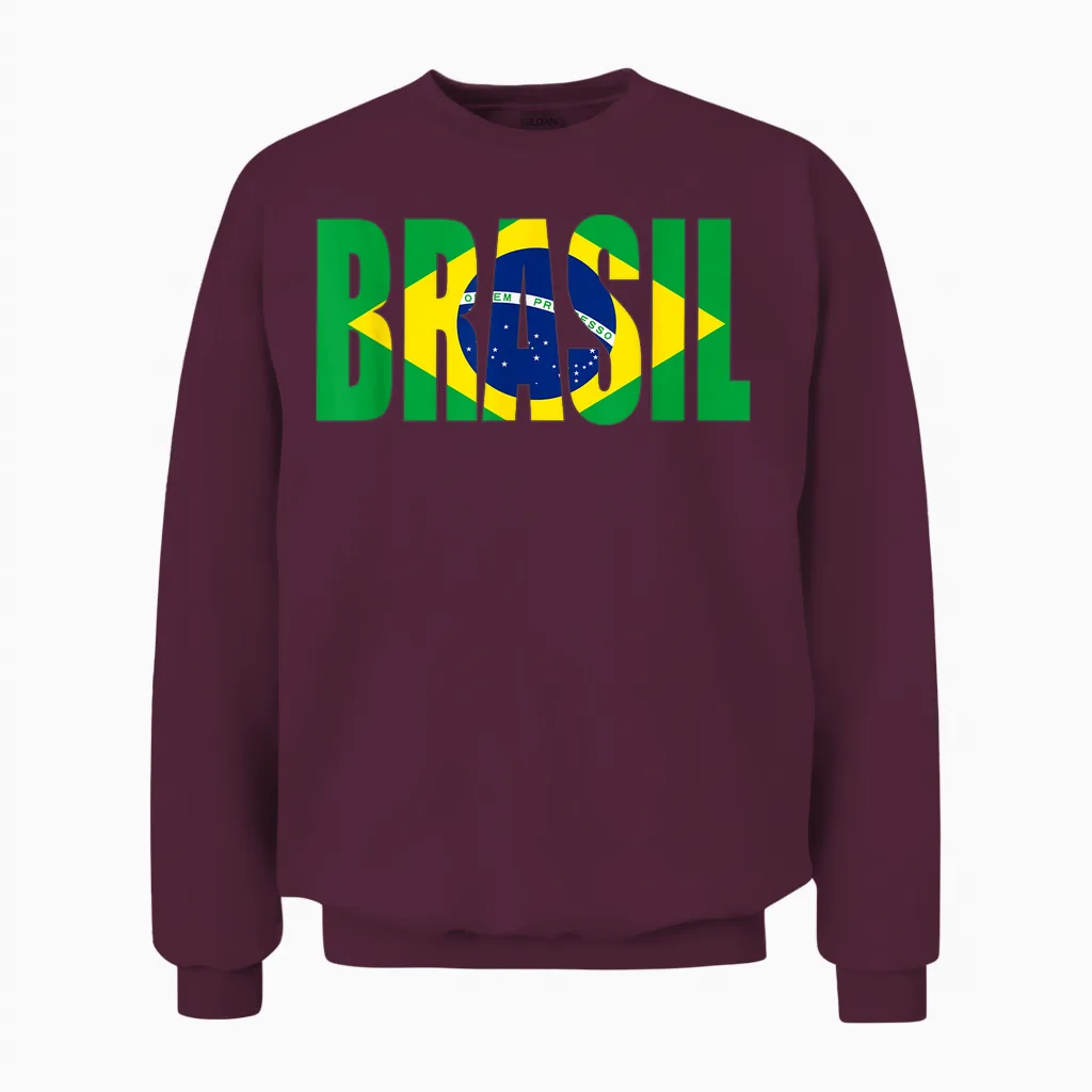Brasilien Männer Frauen Kinder Kinder Brasilianische Bandeira Do Brasil Unisex Sweatshirt in Maroon
