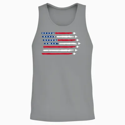 Us American Flag Fighter Jets Patriotic Usa 4th of July Unisex Tank Top - Sport Grey