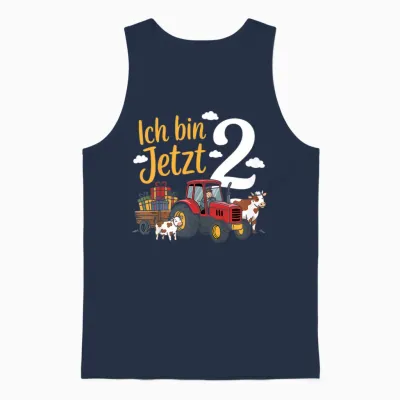 Ich Bin Jetzt 2 Traktor Bauernhof 2. Geburtstag Junge Unisex Tank Top - Navy