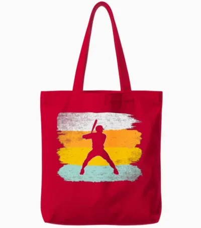 Baseball Retro Tote Bags - Red