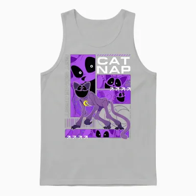 Poppy Playtime Cat Nap Get Some Rest Multiple Pose Unisex Tank Top - Ash