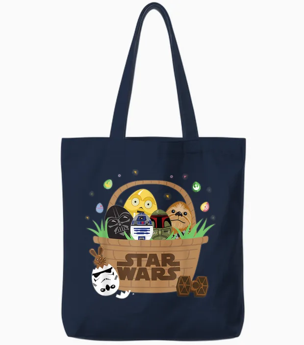 Star Wars Classic Characters Easter Eggs Basket Funny Spring Tote Bags in Navy