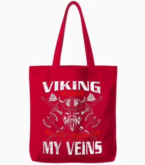 Viking Blood in the Veins Tote Bags in Red
