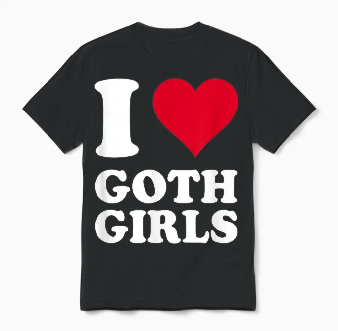 Rotes Herz Ich Liebe Goth Girls Unisex T-Shirt in Black