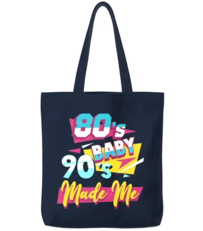 Retro 80s 1980s Eighties Tote Bags - Navy