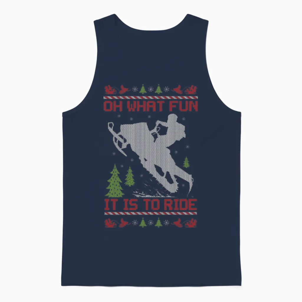 Snowmobile Christmas Fun Unisex Tank Top in Navy