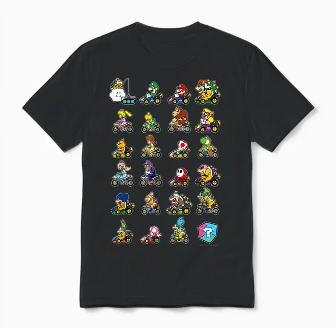 Mario Kart Character Stacks Unisex T-Shirt in Black
