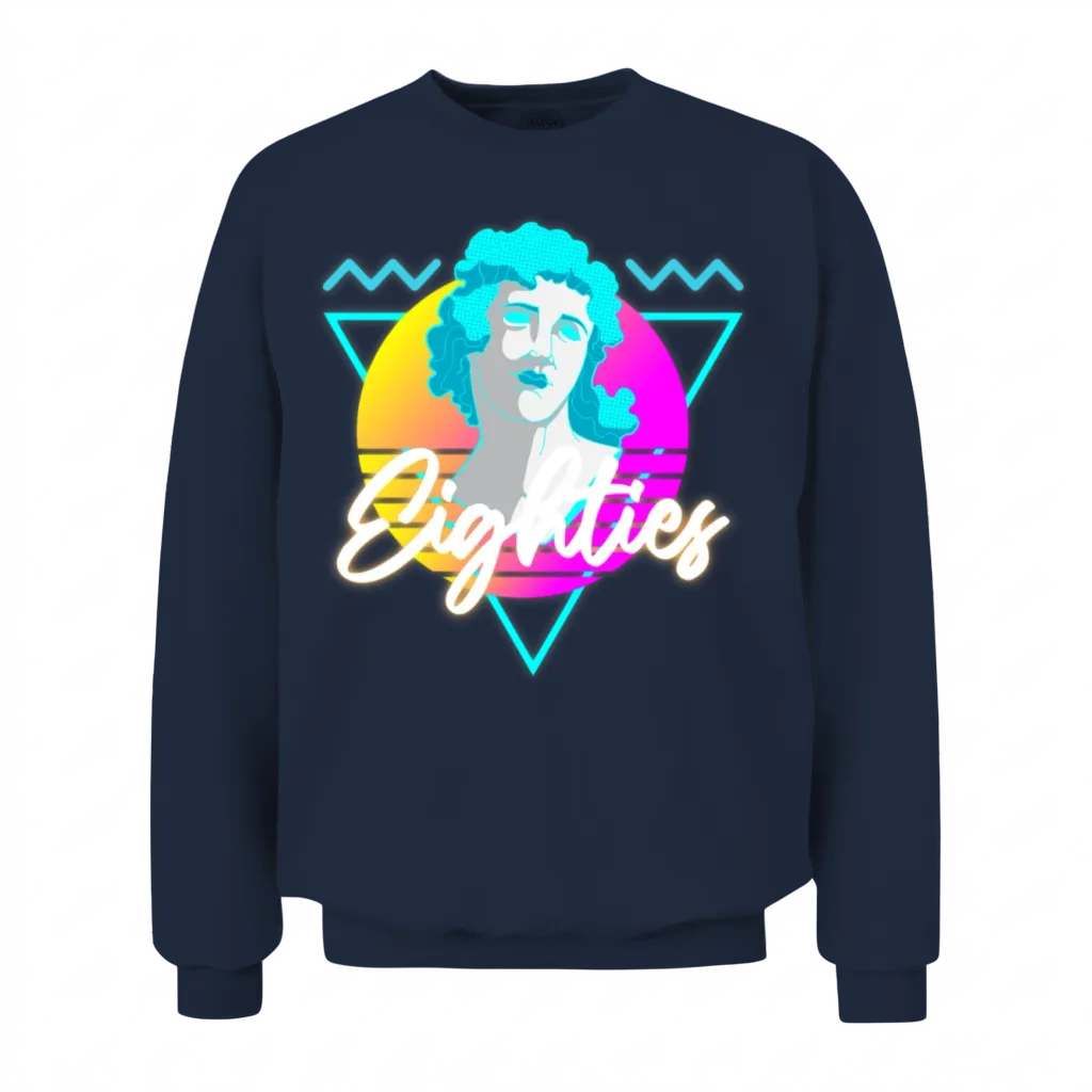 Retro Disco Nostalgia Neon Unisex Sweatshirt - Navy