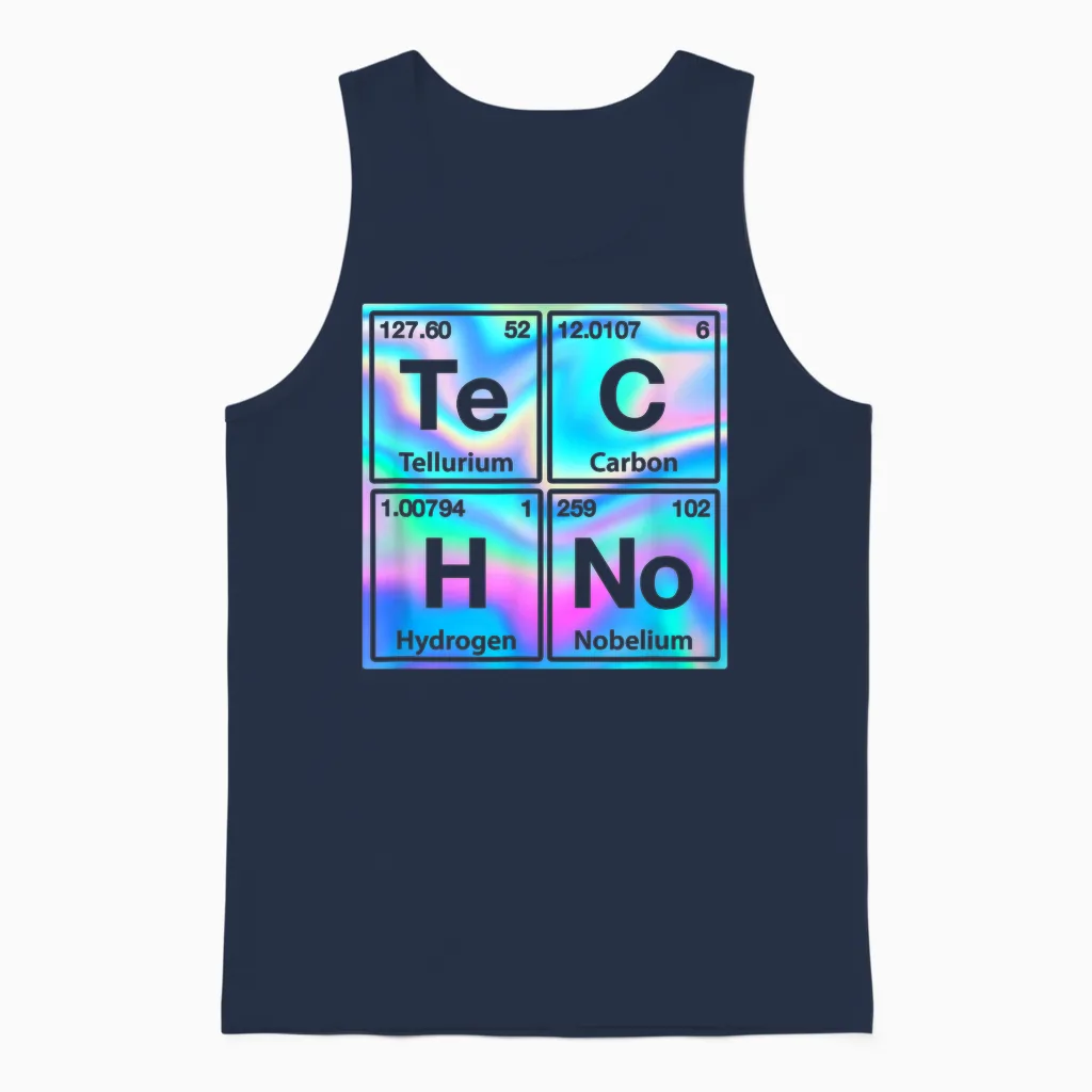 Techno Rave Periodic Table Electro Music Raver Festival Unisex Tank Top in Navy