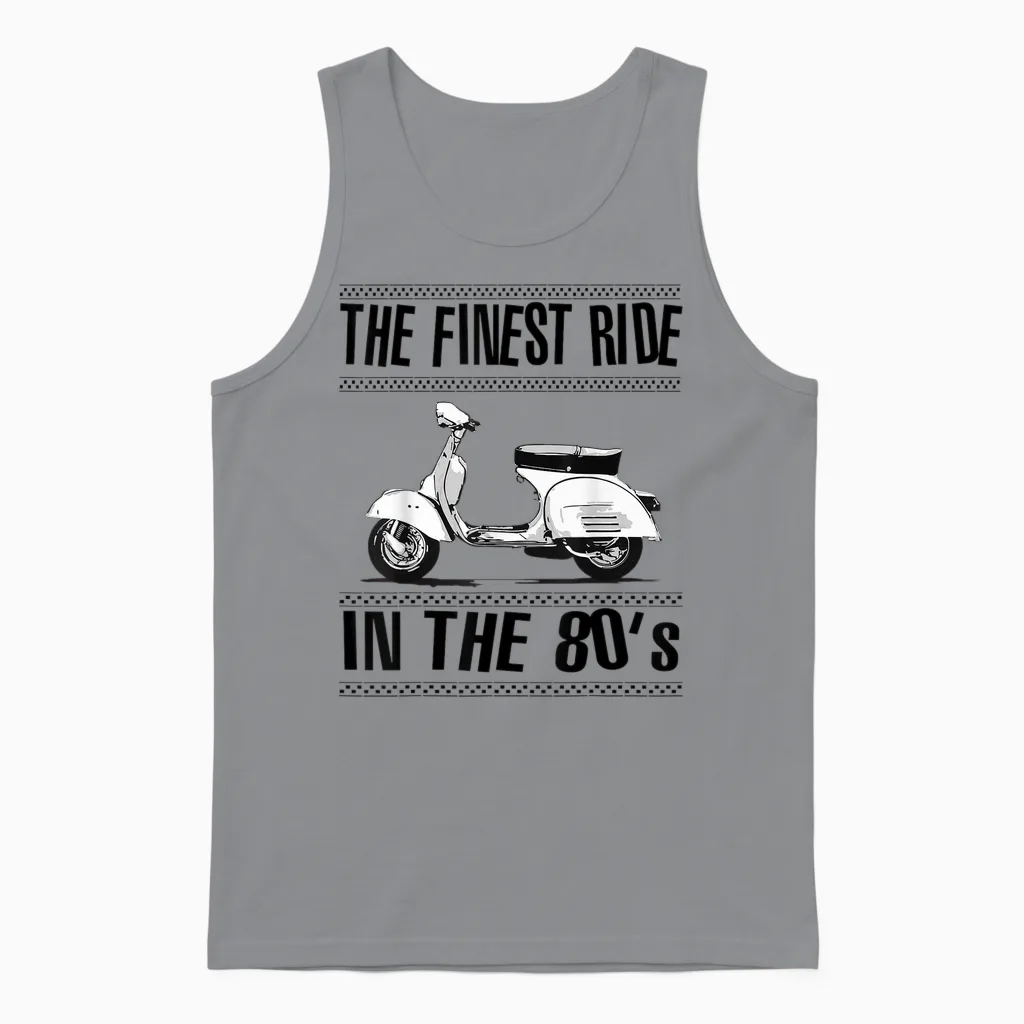 Finest Ride in the 80s Ska Reggae Mod Scooter Bicolore Unisex Tank Top in Sport Grey