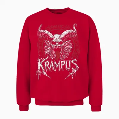 Kramperl Perchten Knecht Ruprecht Christmas Demon Krampus T-Shirt, Black Unisex Sweatshirt - Red