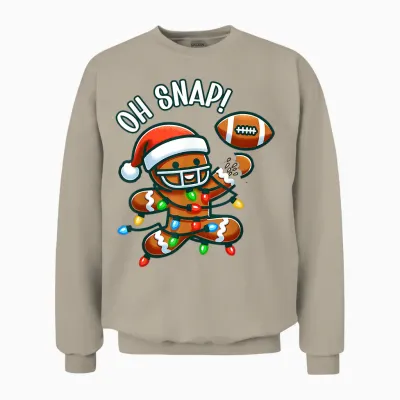 Funny Gingerbread Man Pajamas & Pjs Xmas Holiday Oh Snap Gingerbreadman Christmas Football Unisex Sweatshirt - Sand