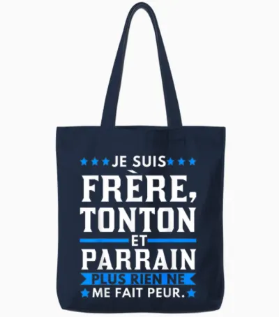 I You Brother, Uncle and Uncle Godfather T-Shirt, Black, S Tote Bags - Navy