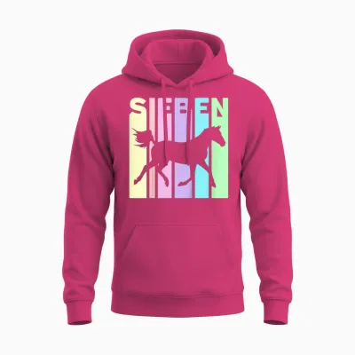 Sieben 7 Jahre Mädchen Geburtstag Pferd Reiten Unisex Hoodie - Heliconia