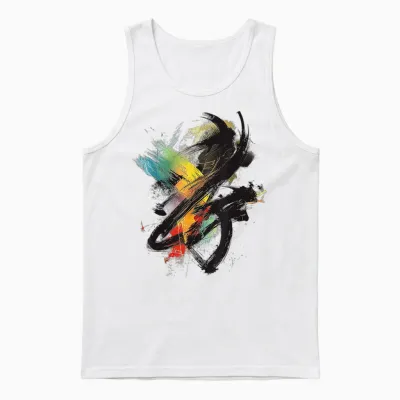 Abstract Art Colorful Graphic Art Painting T-Shirt, White, S Unisex Tank Top - White