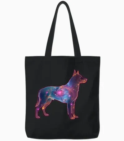 Cosmic Dog Tote Bags - Black