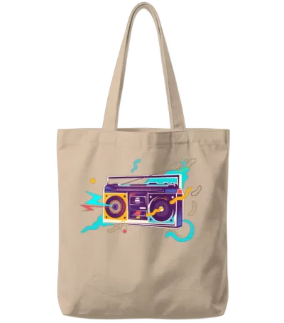Retro Music Tote Bags - Natural