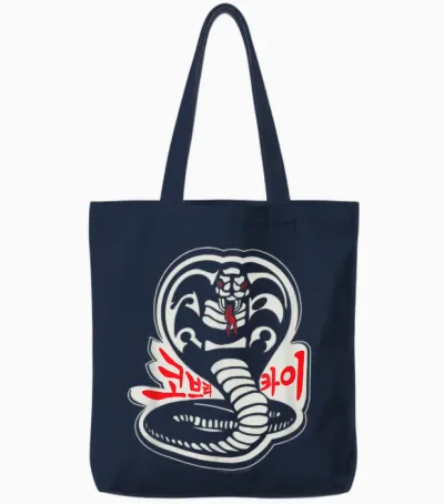 Cobra Kai Karate Dojo South Korea Snake Logo Sekai Taikai Tote Bags - Navy