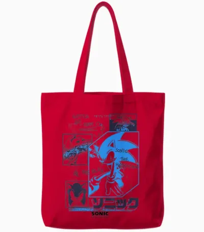 Sonic the Hedgehog Gotta Go Fast Vintage Sketch Panels Tote Bags - Red