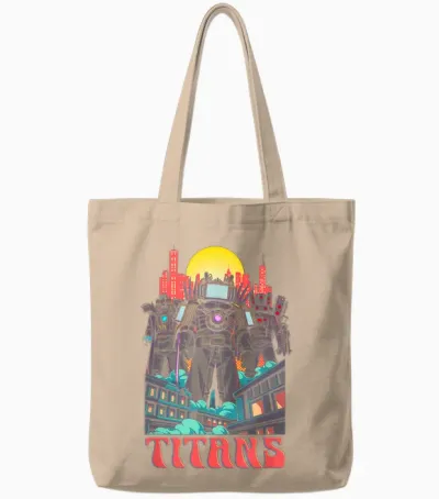 Skibidi Toilet Overload Tote Bags - Natural