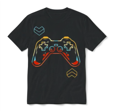 Geometric Gamer Joystick Controller Retro Gaming Unisex T-Shirt - Black