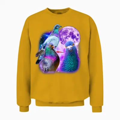 Drei Tauben Lustige Tauben Mond Meme Witz Ironisch Sarkastisch Unisex Sweatshirt - Gold