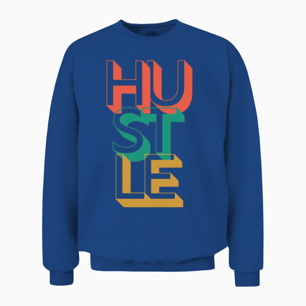 Retro Hustle - Inspirational Unisex Sweatshirt in Royal