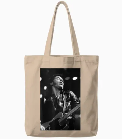 Bruce Springsteen Live at Wembley by Simon Fowler T-Shirt, Black, S Tote Bags - Natural