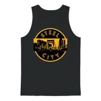 Pittsburgh Steel City Retro Skyline Bridge Unisex Tank Top - Black – 1