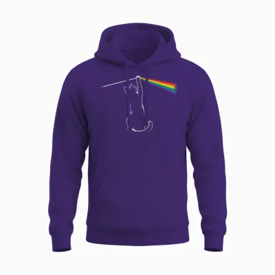 Playing with Light Cat Gift Men Kids Women Funny Cat Unisex Hoodie - Purple