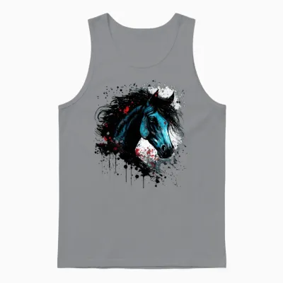 Ink Splatter Horse Unisex Tank Top - Sport Grey