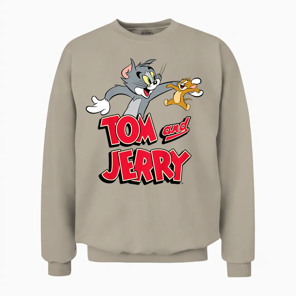 Kids Tom & Jerry Happy Together Unisex Sweatshirt in Sand