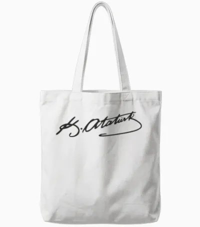 Atatürk Imza Tote Bags - White