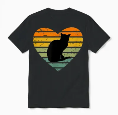Retro Tier Silhouetten Für Jung Und Alt Ich Liebe Katzen Katzenhalter Katzenfreund Hauskatze Kater Unisex T-Shirt - Black