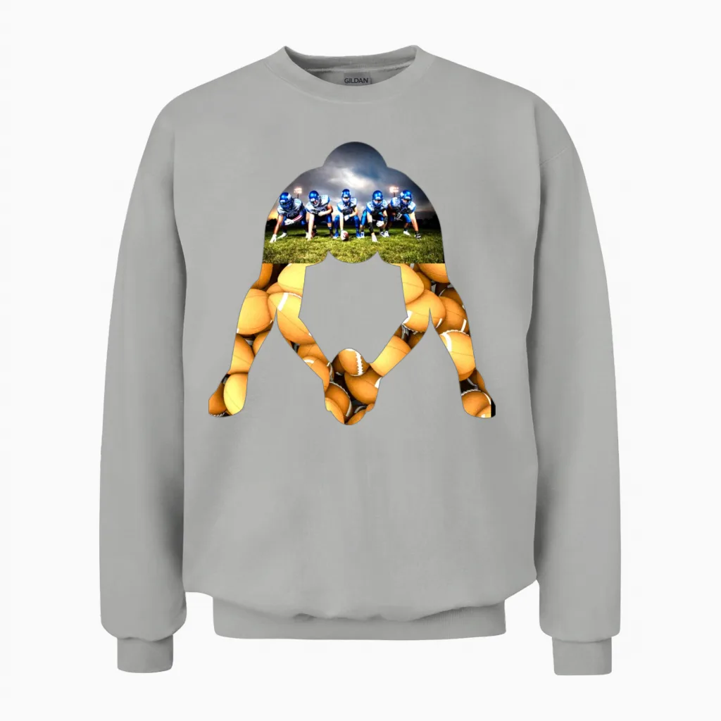 Football Offensive Line - Center Silhouette Unisex Sweatshirt in Ash