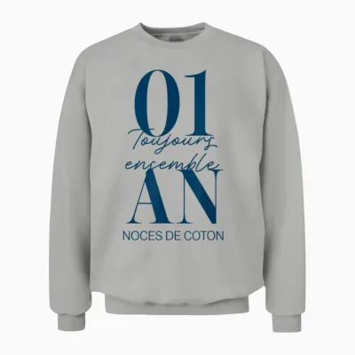 Idée Cadeau Couple 1 an De Mariage - Noces De Coton Unisex Sweatshirt - Ash