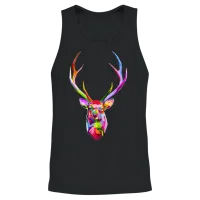 Colorful Deer Head T Shirt Deer Head T Shirt Deer Unisex Tank Top - Black – 2