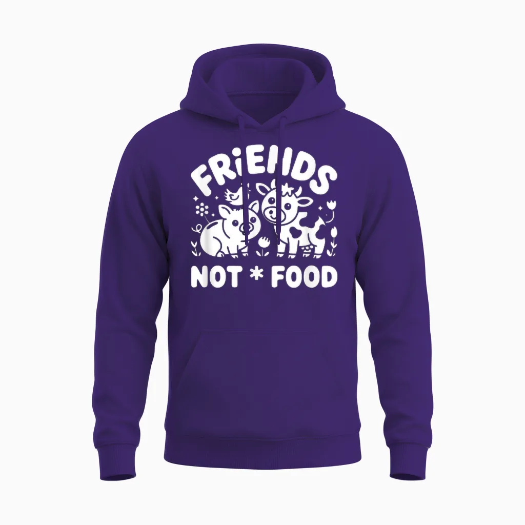 Friends Not Food - Funny Vegan Unisex Hoodie in Purple