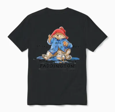 Paddington Sticky Bear Classic Illustration Unisex T-Shirt - Black